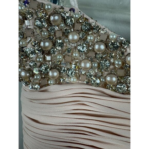 Mac Duggal Embellished Ballgown Rosette Floral Strapless in Champagne NEW Size 0 - Picture 13 of 13